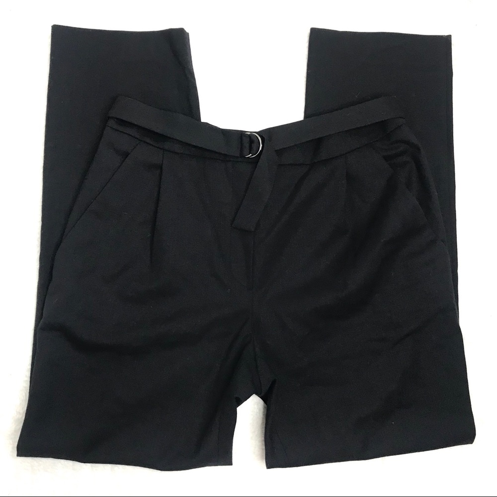 Maje Black Dark Blue Wool Pleated Belted Pants